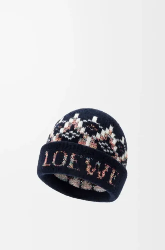 Beanie in wool blend Navy/Multicolor