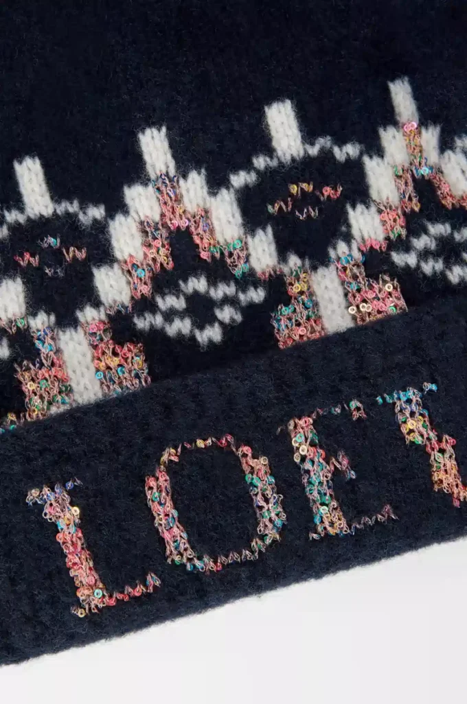 Beanie in wool blend Navy/Multicolor