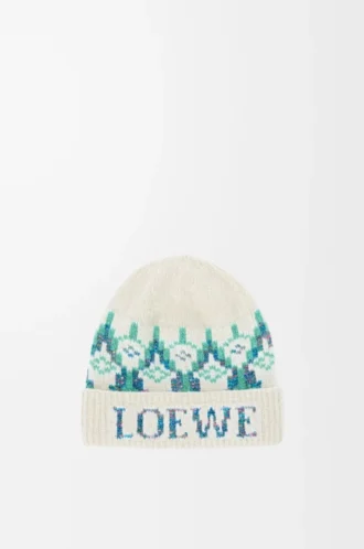 Beanie in wool blend White/Mint