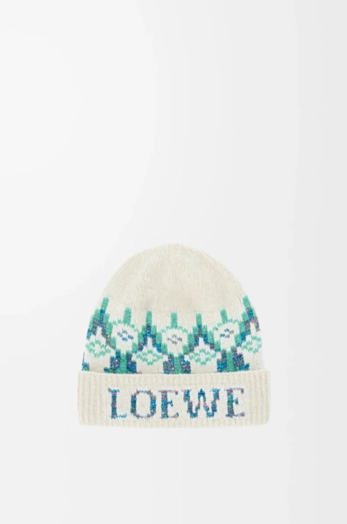 Beanie in wool blend White/Mint