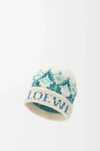 Beanie in wool blend White/Mint