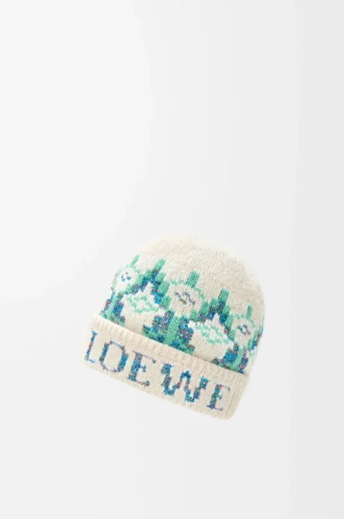 Beanie in wool blend White/Mint
