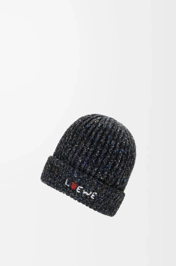 Beanie in wool, silk and alpaca blend Black Melange Beanie in wool, silk and alpaca blend Black Melange