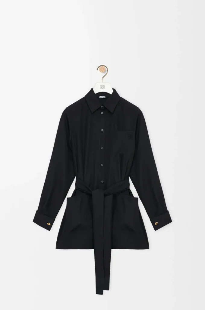 Belted blouse in silk Black Belted blouse in silk Black