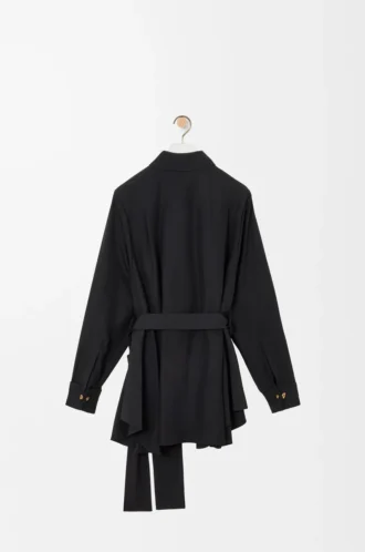 Belted blouse in silk Black