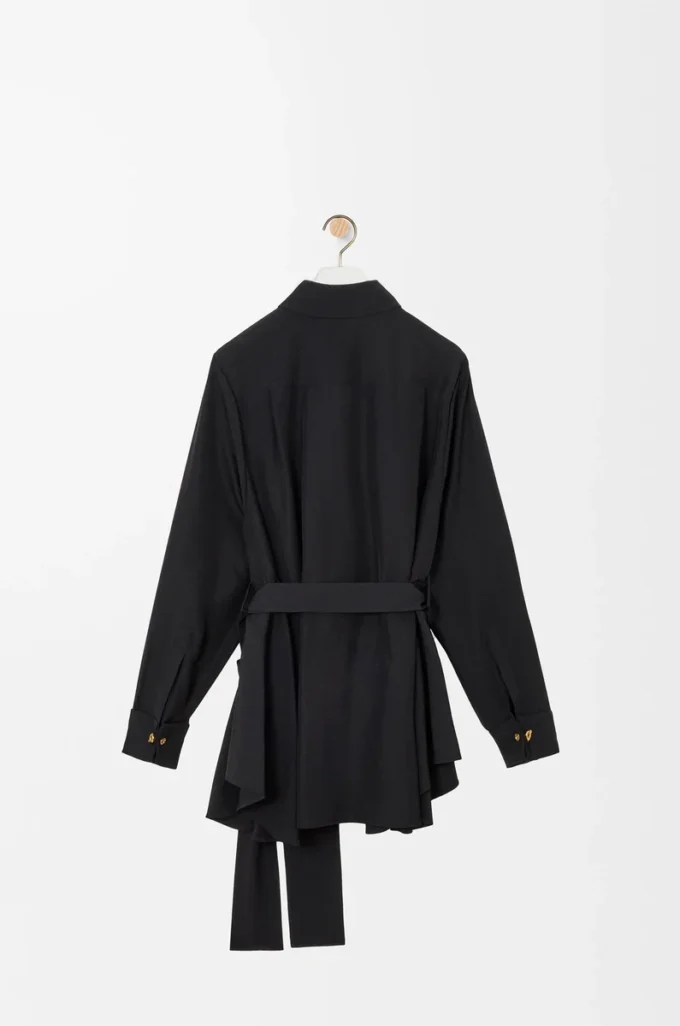 Belted blouse in silk Black Belted blouse in silk Black
