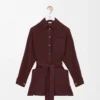 Belted blouse in silk Burgundy