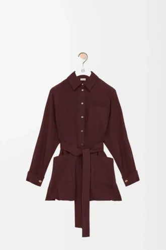 Belted blouse in silk Burgundy