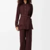 Belted blouse in silk Burgundy