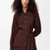 Belted blouse in silk Burgundy