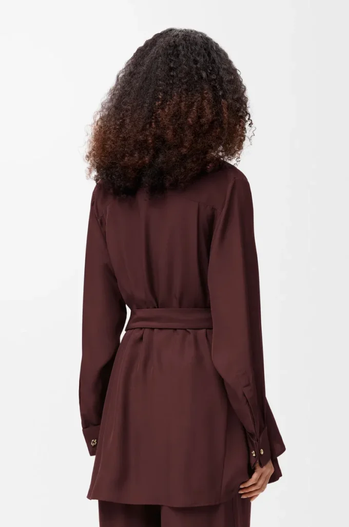 Belted blouse in silk Burgundy