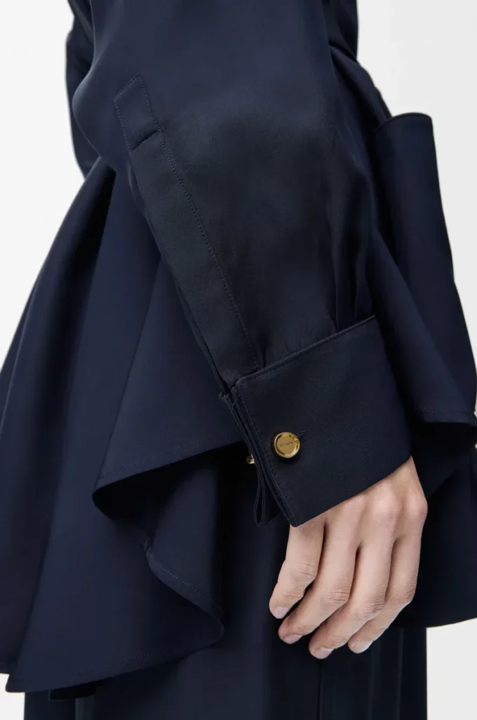Belted blouse in silk Navy Blue Belted blouse in silk Navy Blue