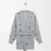 Belted cardigan in wool Grey/Multicolor Belted cardigan in wool Grey/Multicolor