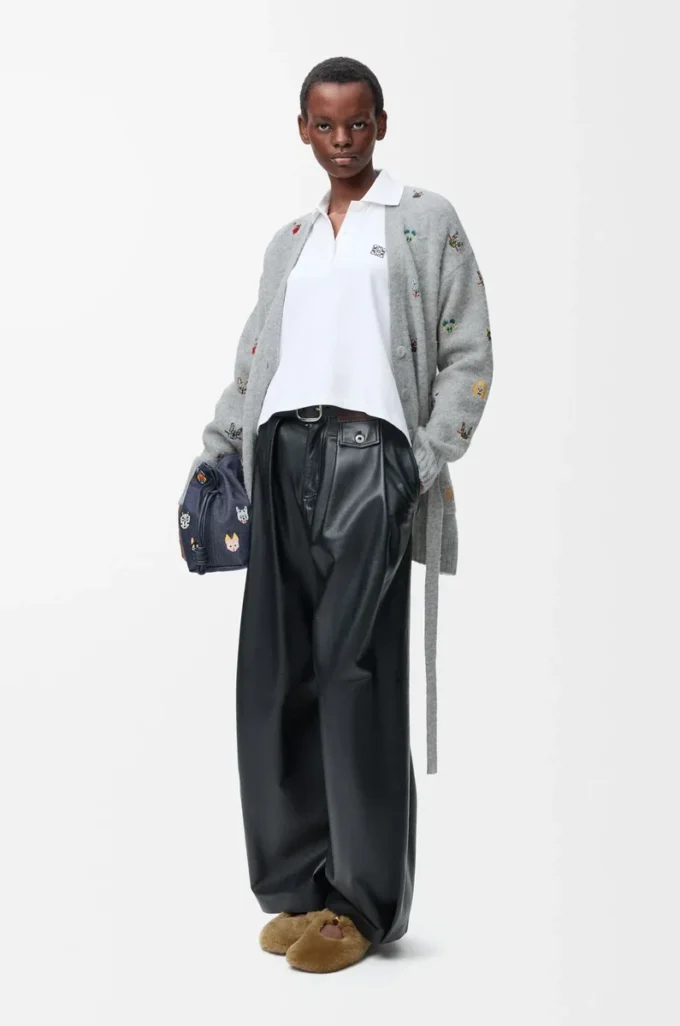 Belted cardigan in wool Grey/Multicolor Belted cardigan in wool Grey/Multicolor