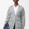 Belted cardigan in wool Grey/Multicolor Belted cardigan in wool Grey/Multicolor
