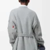 Belted cardigan in wool Grey/Multicolor Belted cardigan in wool Grey/Multicolor