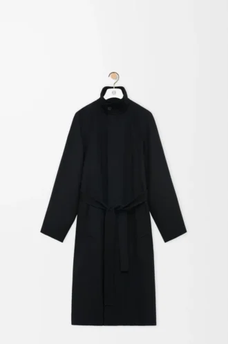 Belted coat in wool and cashmere Black