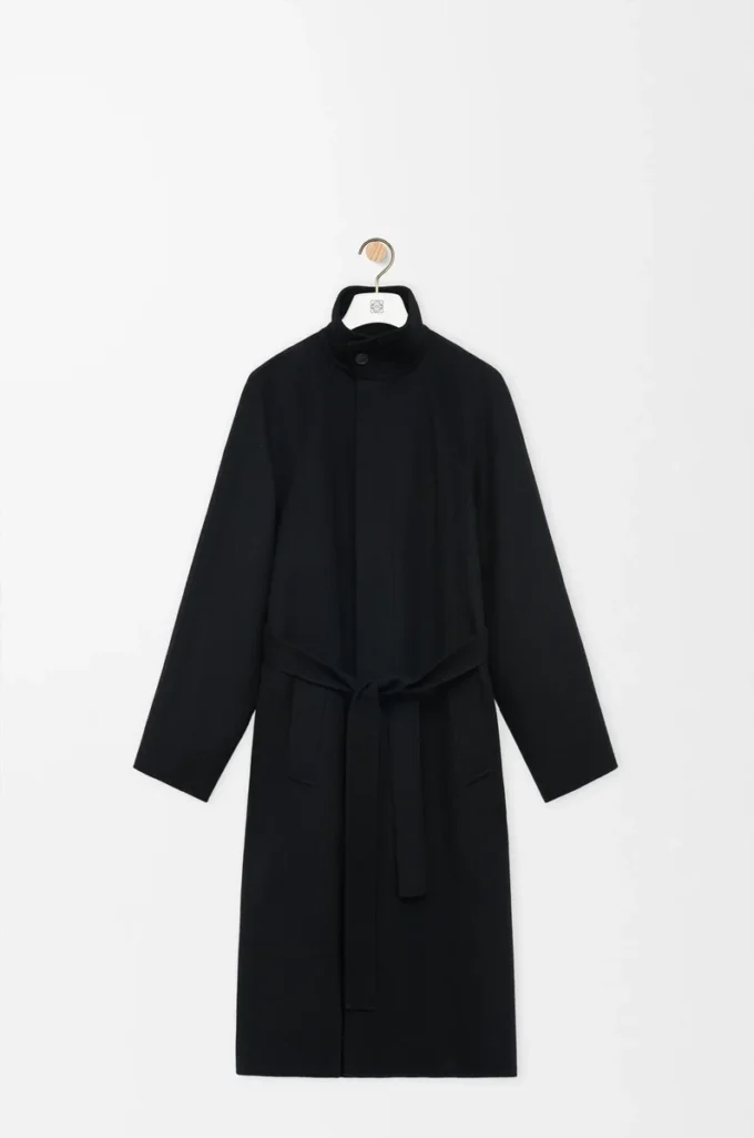 Belted coat in wool and cashmere Black Belted coat in wool and cashmere Black