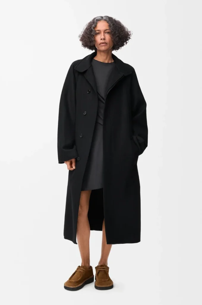 Belted coat in wool and cashmere Black Belted coat in wool and cashmere Black