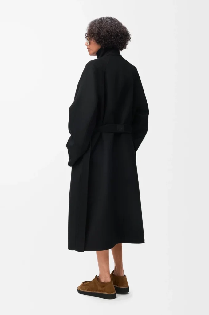 Belted coat in wool and cashmere Black Belted coat in wool and cashmere Black
