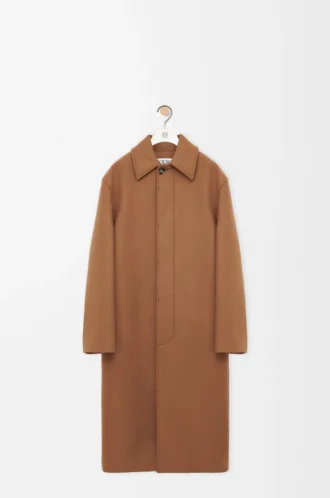 Belted coat in wool Camel/Brown