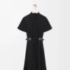 Belted dress in stretch viscose Black
