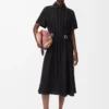 Belted dress in stretch viscose Black