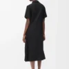 Belted dress in stretch viscose Black