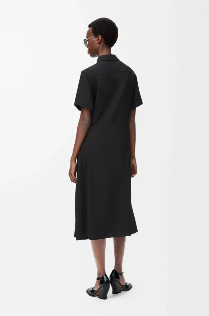 Belted dress in stretch viscose Black