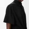 Belted dress in stretch viscose Black