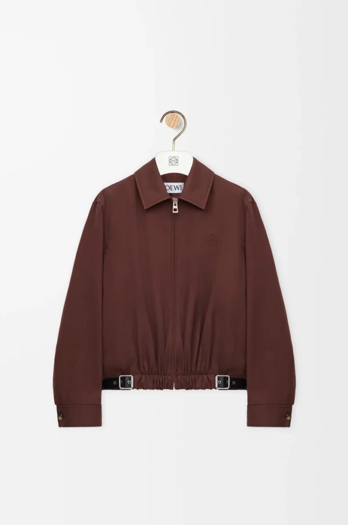 Belted jacket in cotton and silk Coffee Belted jacket in cotton and silk Coffee