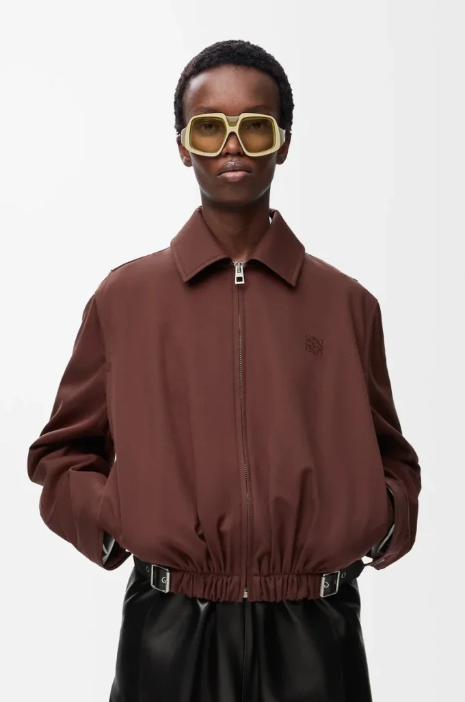 Belted jacket in cotton and silk Coffee Belted jacket in cotton and silk Coffee