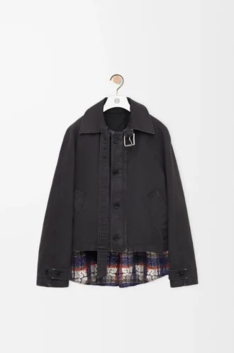 Belted jacket in cotton Anthracite