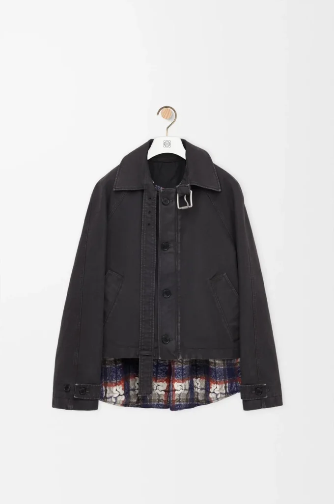 Belted jacket in cotton Anthracite