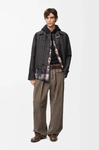 Belted jacket in cotton Anthracite