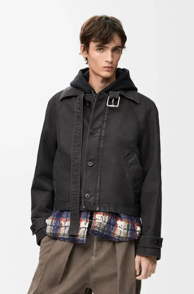 Belted jacket in cotton Anthracite