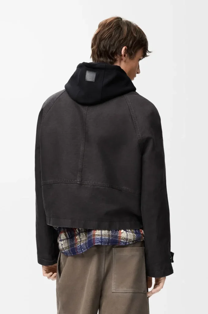 Belted jacket in cotton Anthracite