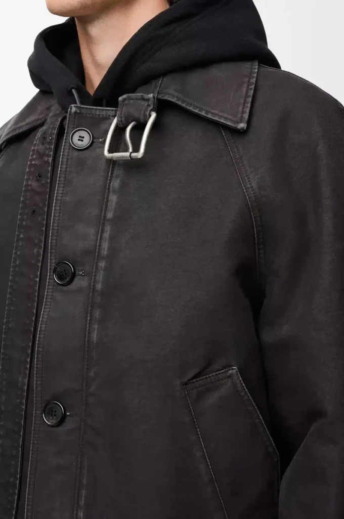 Belted jacket in cotton Anthracite