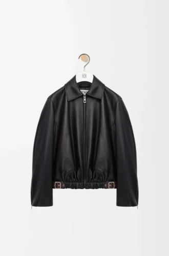 Belted jacket in nappa lambskin Black