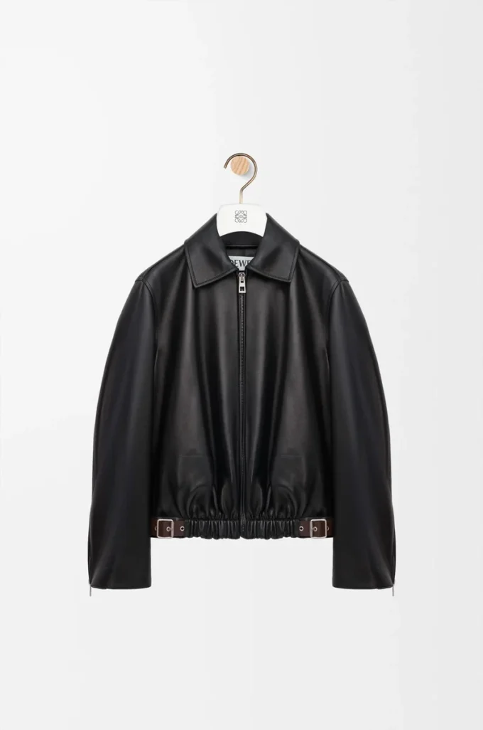 Belted jacket in nappa lambskin Black Belted jacket in nappa lambskin Black