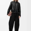 Belted jacket in nappa lambskin Black Belted jacket in nappa lambskin Black