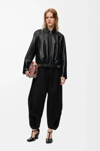 Belted jacket in nappa lambskin Black