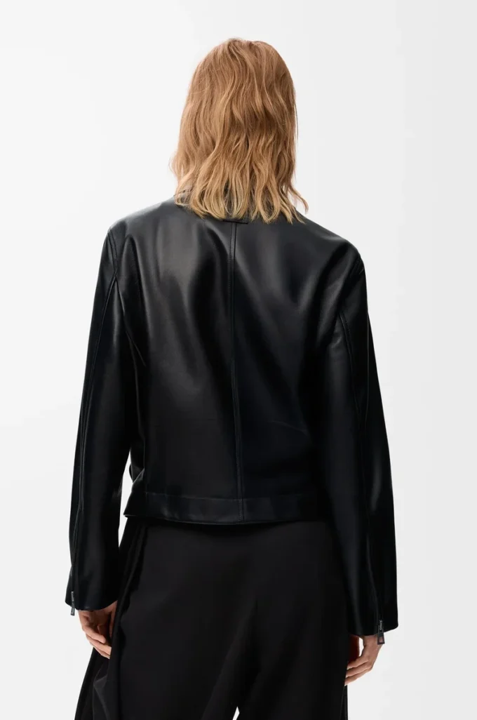 Belted jacket in nappa lambskin Black Belted jacket in nappa lambskin Black