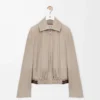Belted jacket in suede goatskin Dark Beige Belted jacket in suede goatskin Dark Beige