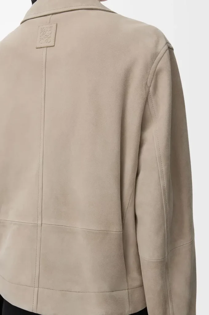 Belted jacket in suede goatskin Dark Beige Belted jacket in suede goatskin Dark Beige