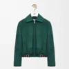 Belted jacket in suede goatskin Green Belted jacket in suede goatskin Green