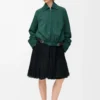 Belted jacket in suede goatskin Green Belted jacket in suede goatskin Green