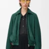 Belted jacket in suede goatskin Green Belted jacket in suede goatskin Green
