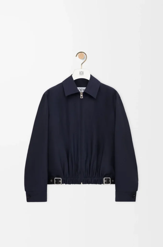 Belted jacket in wool and silk Navy Blue Belted jacket in wool and silk Navy Blue