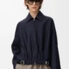 Belted jacket in wool and silk Navy Blue Belted jacket in wool and silk Navy Blue
